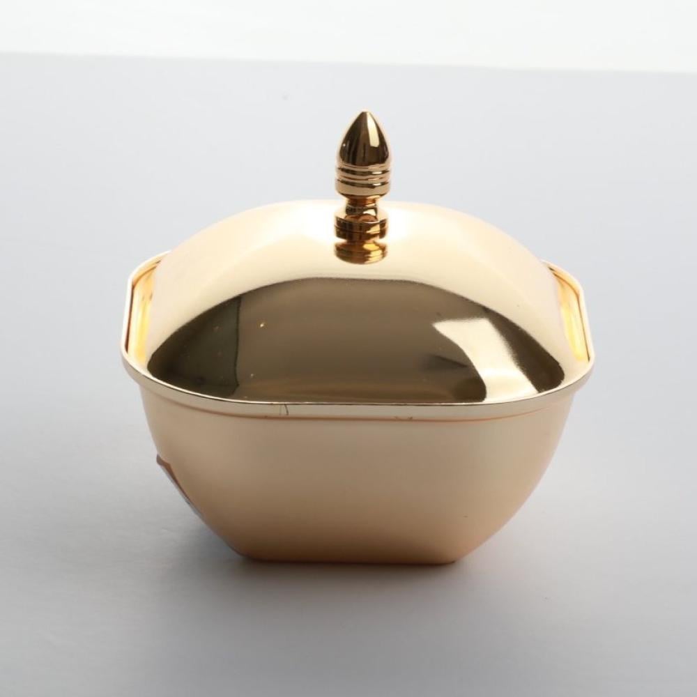 تمرية  معدن من سوليتير، مربعة بغطاء، لون ذهبي، مقاس 10 سم